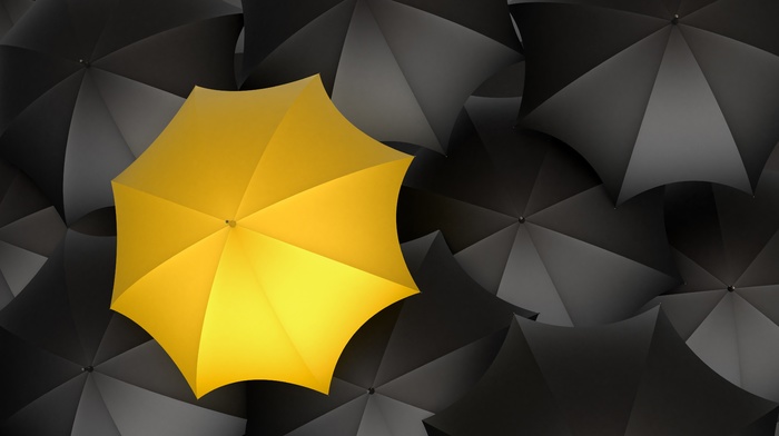 selective coloring, minimalism, yellow, umbrella, digital art, pattern
