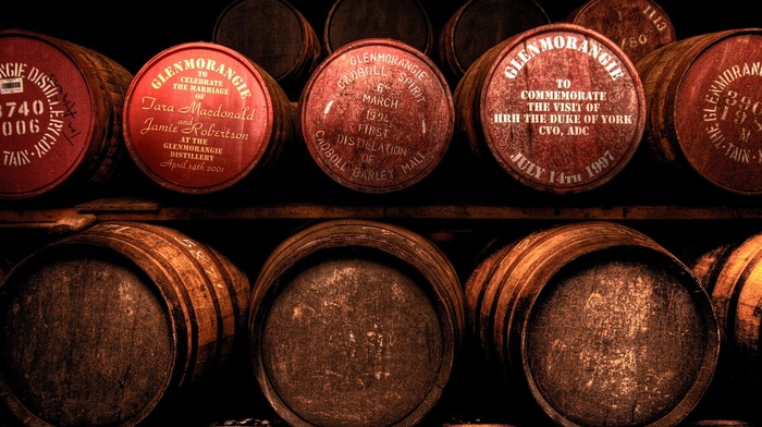 cellars, wood, Glenmorangie, interiors, Scotland, whisky, barrels, brown