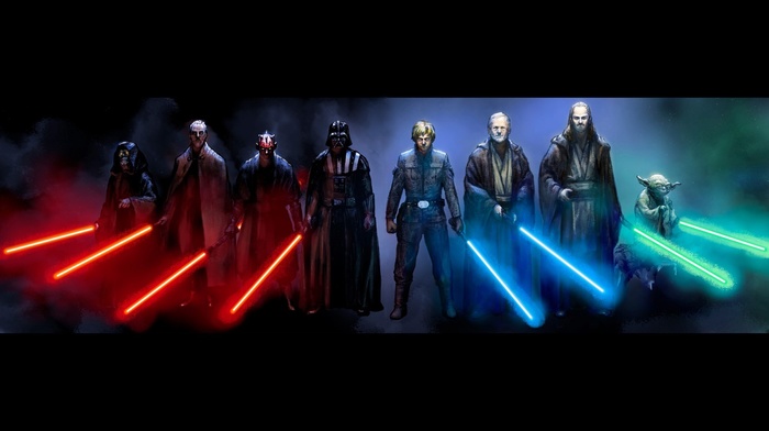 Star Wars, Obi, Wan Kenobi, Darth Maul, Luke Skywalker, Darth Vader, yoda