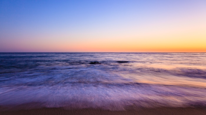 long exposure, sunset, motion blur, beach, minimalism