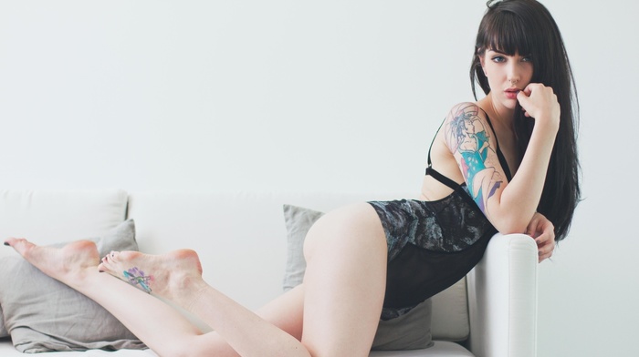 tattoo, Arwen Suicide, black hair, contact lenses