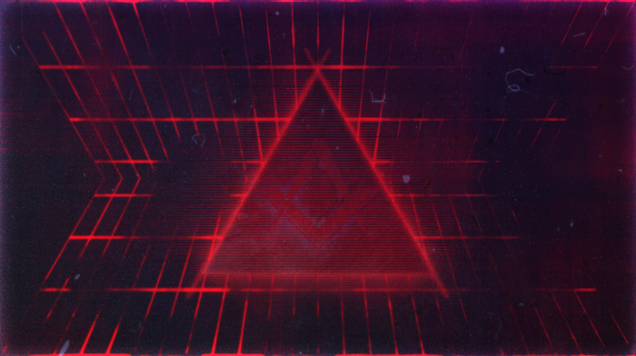 digital art, lines, abstract, triangle, red, geometry