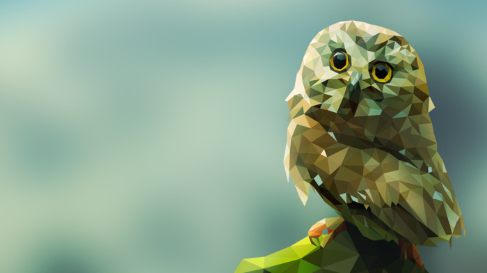simple background, owl, gradient, animals, birds, artwork, digital art