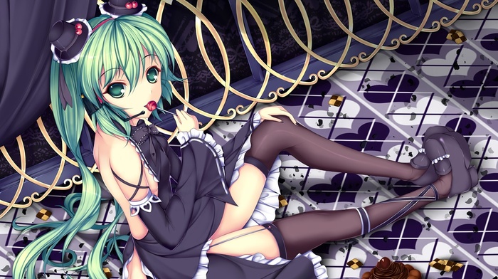 Hatsune Miku, anime girls, Vocaloid, candies