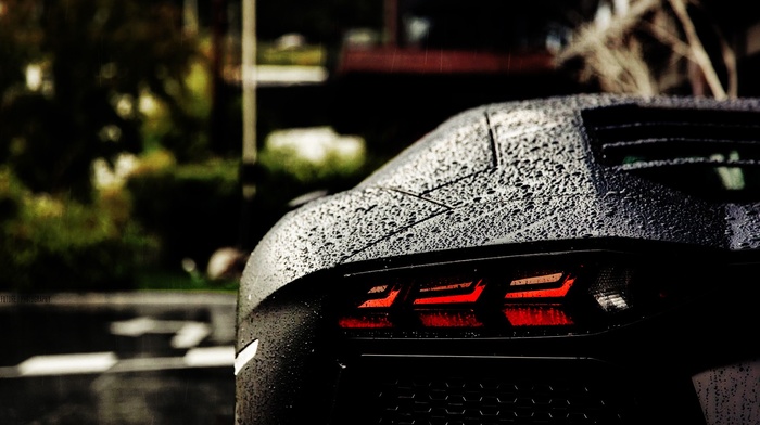 Lamborghini, water drops