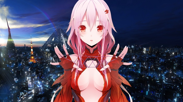 Guilty Crown, Yuzuriha Inori, red eyes, anime girls