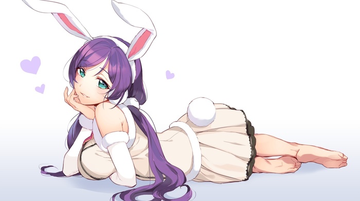 bunny ears, anime girls, aqua eyes, Toujou Nozomi, twintails, anime, Love Live, purple hair