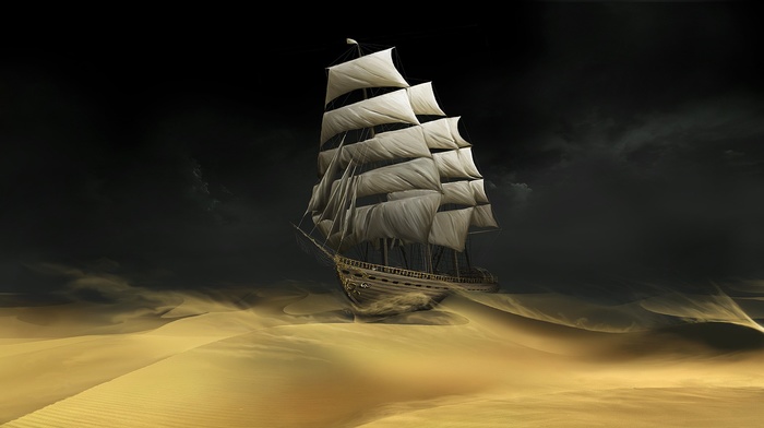 sand, ship, Tintin, boat, drawing, desert