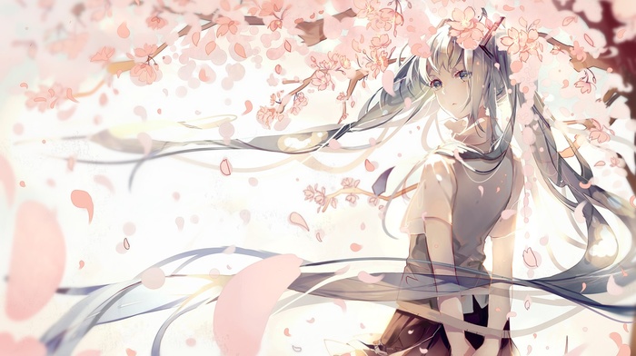 Vocaloid, cherry blossom, Hatsune Miku