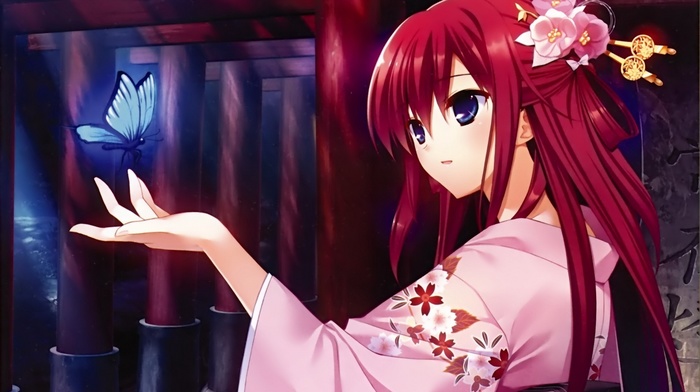 kimono, visual novel, Suou Amane, Grisaia no Kajitsu, redhead