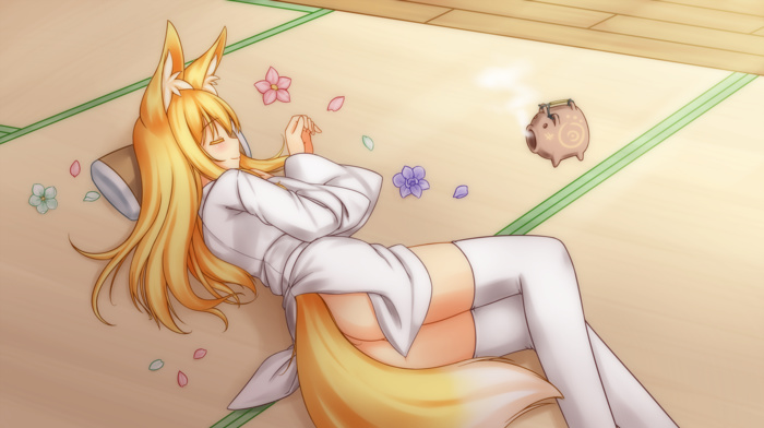 sleeping, fox girl
