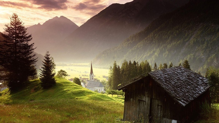 Austria, church, nature, landscape
