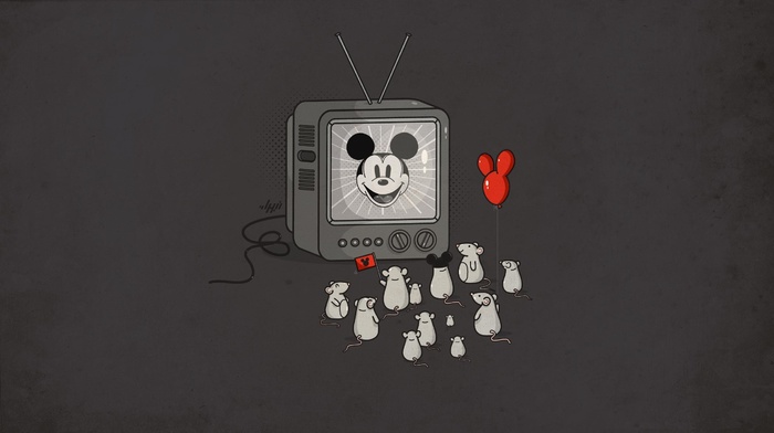 balloons, humor, Mickey Mouse, television sets, mice