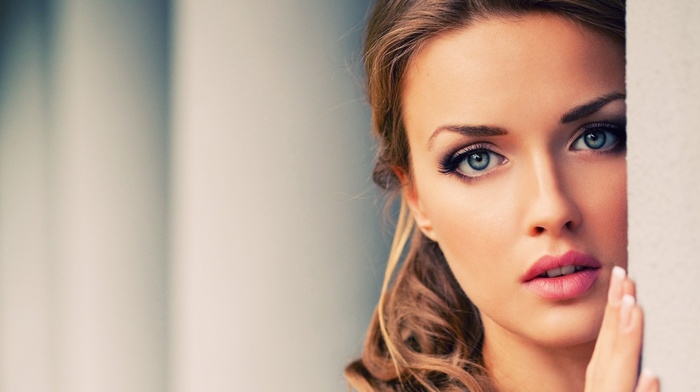model, face, blue eyes, brunette, girl
