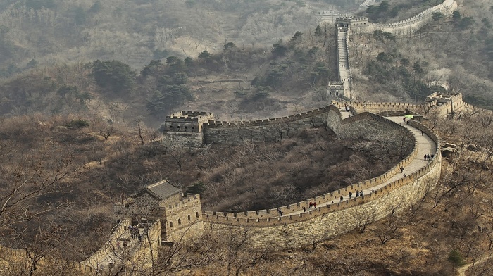 nature, Tourism, landscape, Great Wall of China, trees, tower, fall, architecture