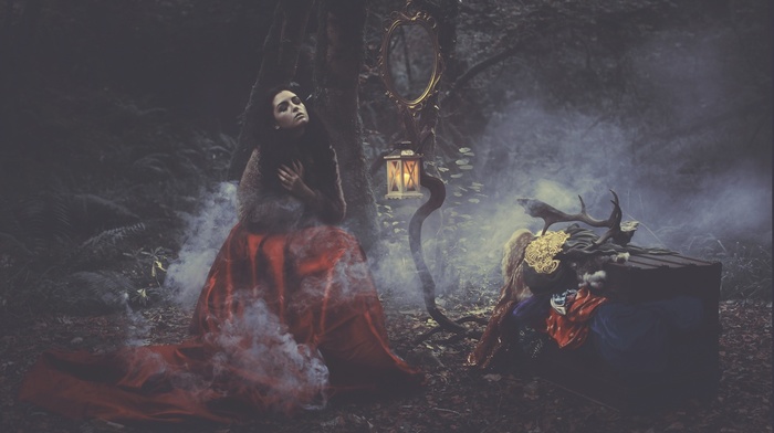 brunette, girl, model, witch