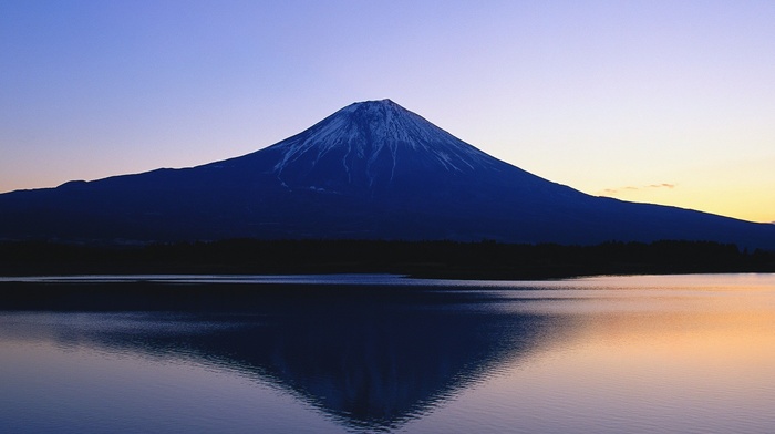 landscape, reflection, Japan, Mount Fuji, volcano