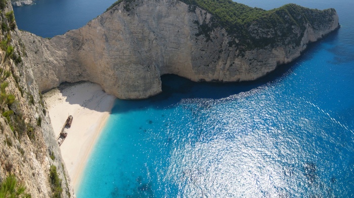 cliff, sea, beach