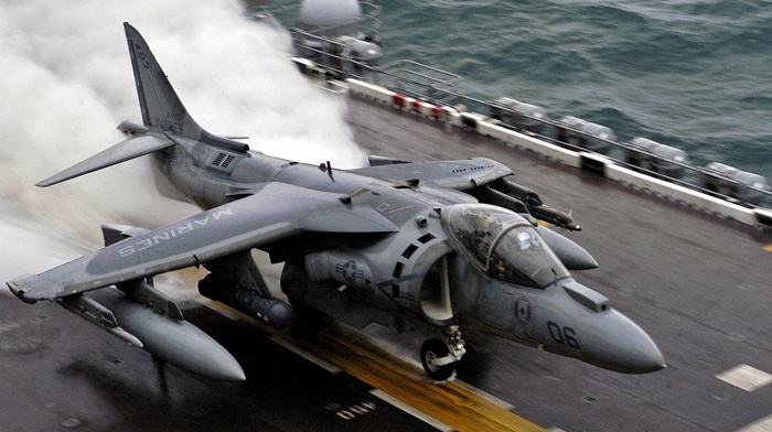 military aircraft, Harrier Jump Jet, jets, marines, airplane