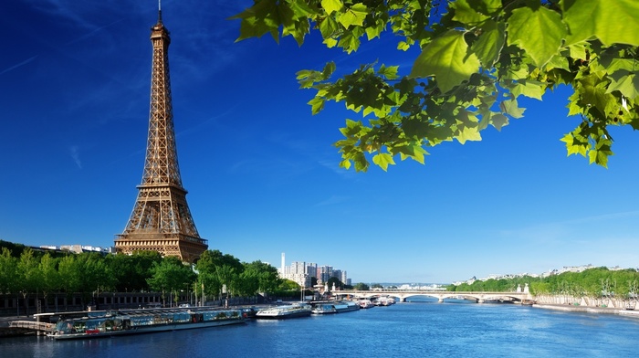 river, Paris, boat, Eiffel Tower