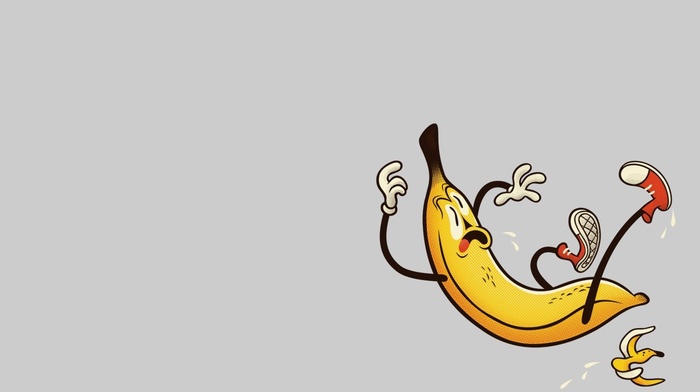 humor, bananas, minimalism, simple background, danger