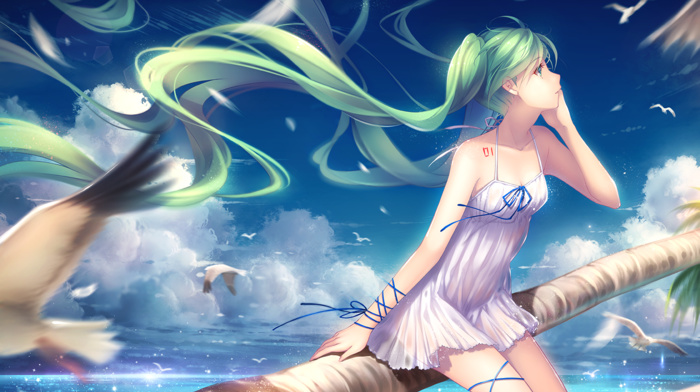 Vocaloid, beach, anime, anime girls, Hatsune Miku