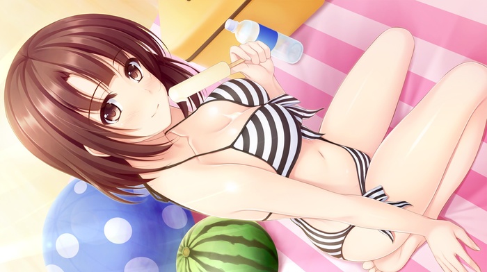 bikini, Saenai Heroine no Sodatekata, anime girls, anime, popsicle, Kato Megumi
