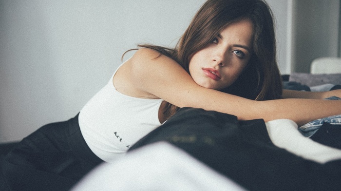 girl, blue eyes, brunette