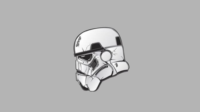 Star Wars, simple background, stormtrooper, helmet, gray background
