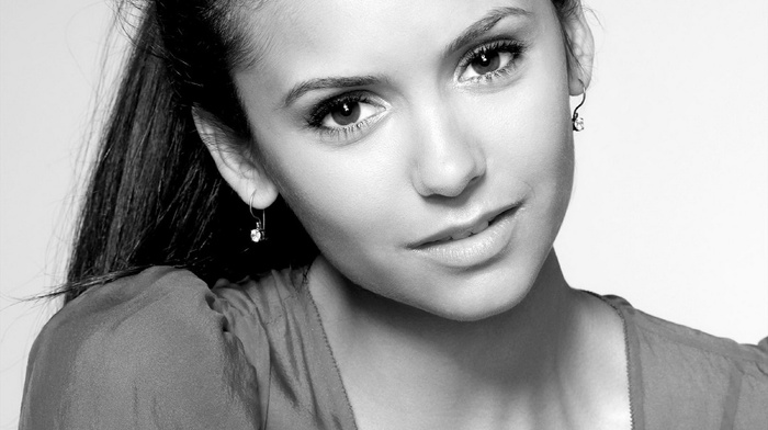 nina dobrev, girl, monochrome