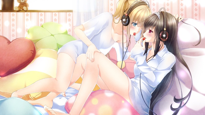 headphones, Saenai Heroine no Sodatekata, blushing, Kasumigaoka Utaha, anime girls, Sawamura Eriri Spencer