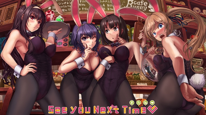 bunny ears, Kato Megumi, animal ears, Sawamura Eriri Spencer, blushing, anime girls, Kasumigaoka Utaha, stockings, Saenai Heroine no Sodatekata