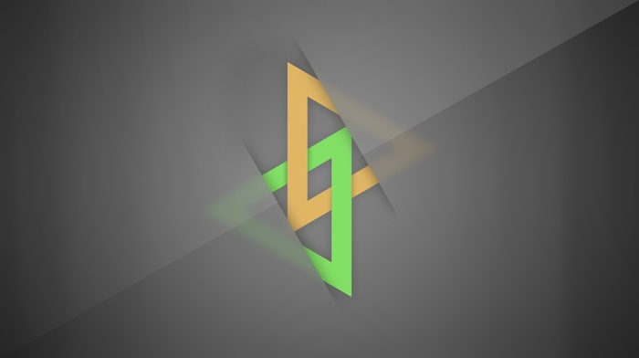 lines, triangle, minimalism, yellow, green, gray background, digital art