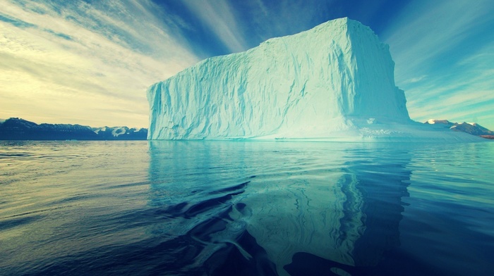 landscape, snow, Antarctica, nature, blue, clouds, glaciers, reflection, sea, iceberg