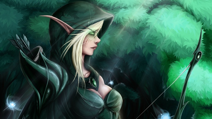 archers, girl, fantasy art, elves