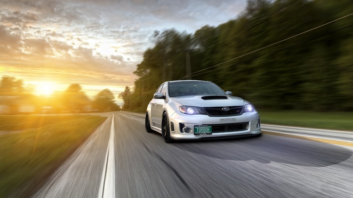 impreza, stance, low, motion blur, sunlight, Subaru