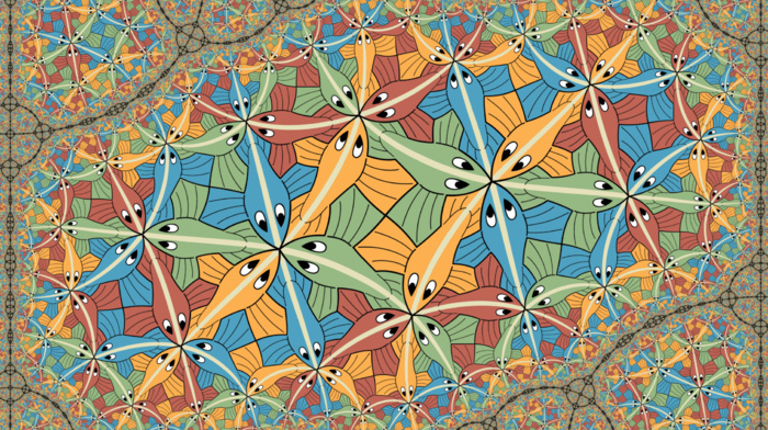 colorful, symmetry, M. C. Escher, optical illusion, fish, drawing, psychedelic, animals
