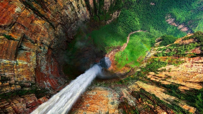 nature, landscape, Venezuela, waterfall, forest, canyon, Mount Roraima