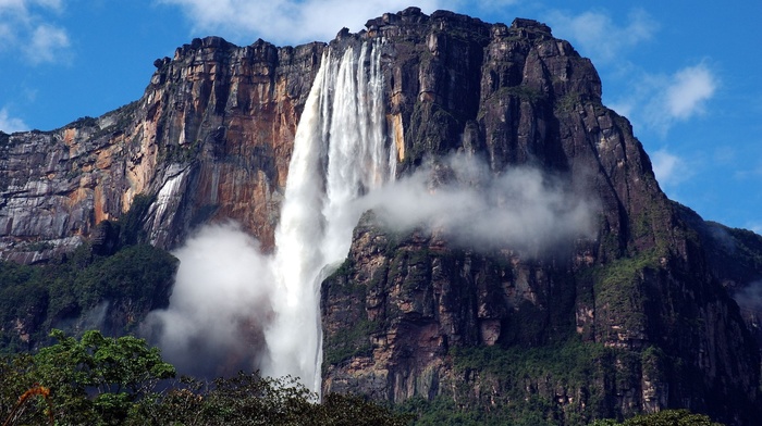 waterfall, landscape, mountain, rock, nature, Venezuela, angel falls