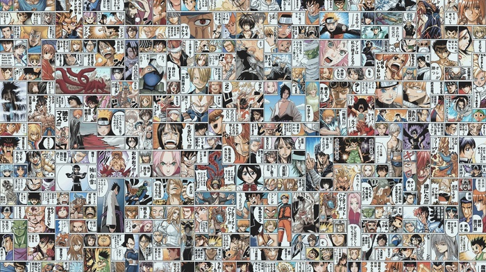 One Piece, manga, Dragon Ball Z, Bleach, Gintama, Naruto Shippuuden, Death Note, Hunter x Hunter, Dragon Ball