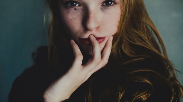 freckles, blue eyes, girl, face, redhead