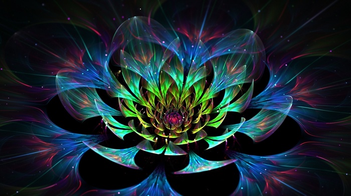 abstract, glowing, colorful, digital art, fractal flowers