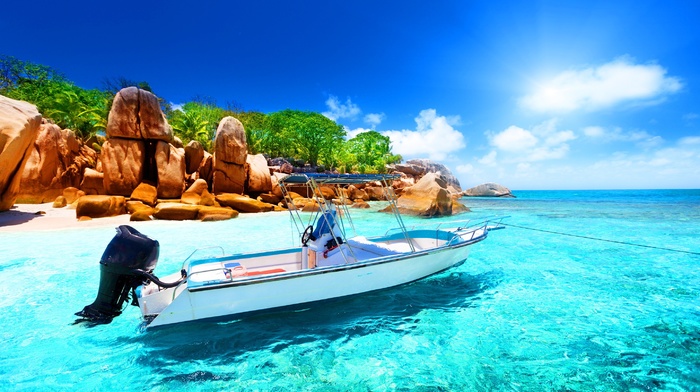 boat, sea, Seychelles, nature