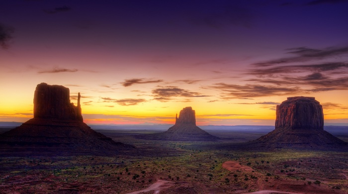 sunset, nature, landscape, rock formation