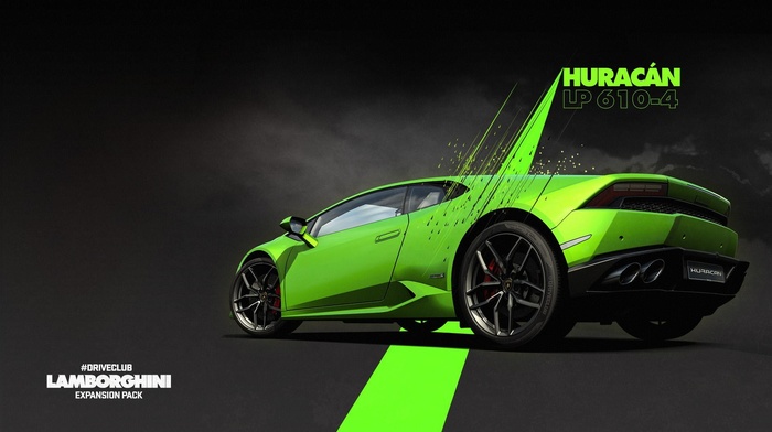 Lamborghini Huracan LP 610, 4, green cars, Lamborghini, video games, Driveclub