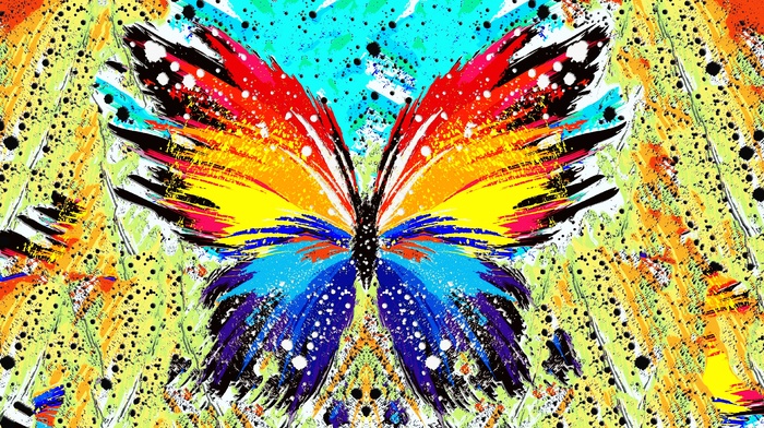paint splatter, butterfly, abstract
