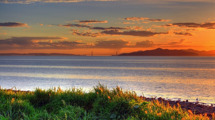 nature, sunset