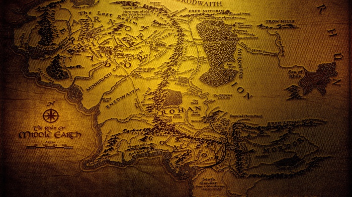 map, The Lord of the Rings, middle, Earth
