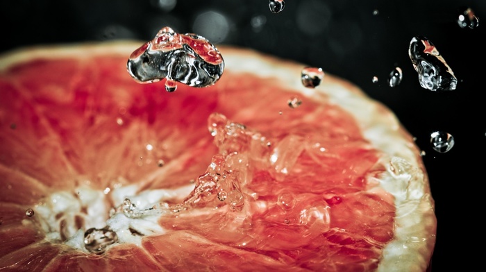 water drops, macro, grapefruits