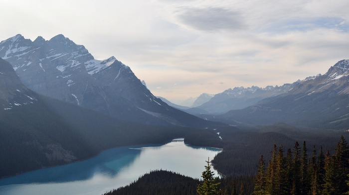 mountain, lake